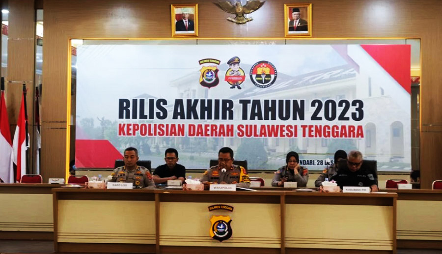 Rilis Akhir Tahun 2023 Kepolisian Daerah Sulawesi Tenggara